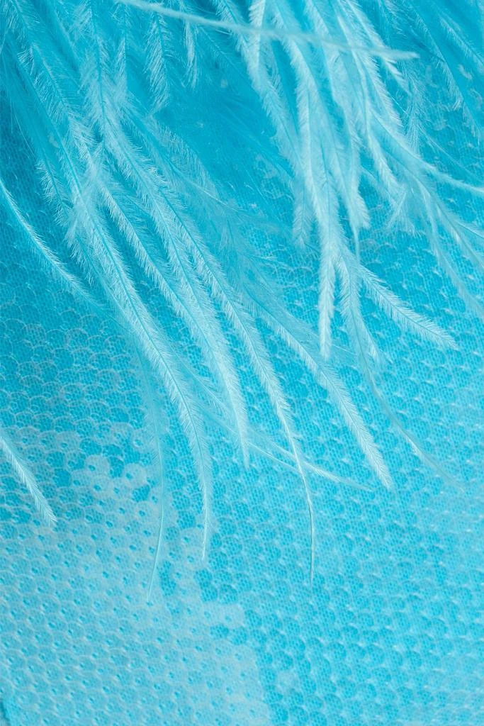 REBECCA VALLANCE Nicolette strapless feather-trimmed sequined tulle mini dress 4