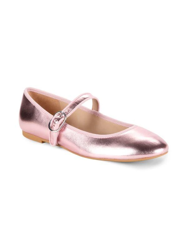Stuart Weitzman Alice Metallic Leather Mary Jane Ballet Flats 2