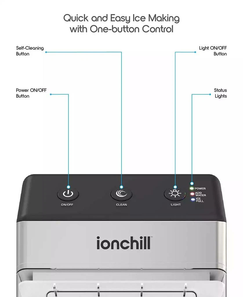 Tzumi ionchill QuickCube Nugget-Shaped Compact Countertop Ice Maker 3