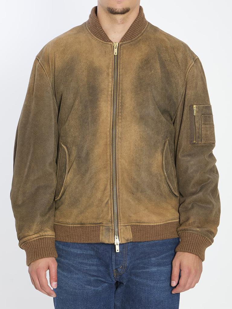 GOLDEN /ゴールデン グースBOMBER JACKET Golden Goose Bomber jacket with leather sleeves and logo patch