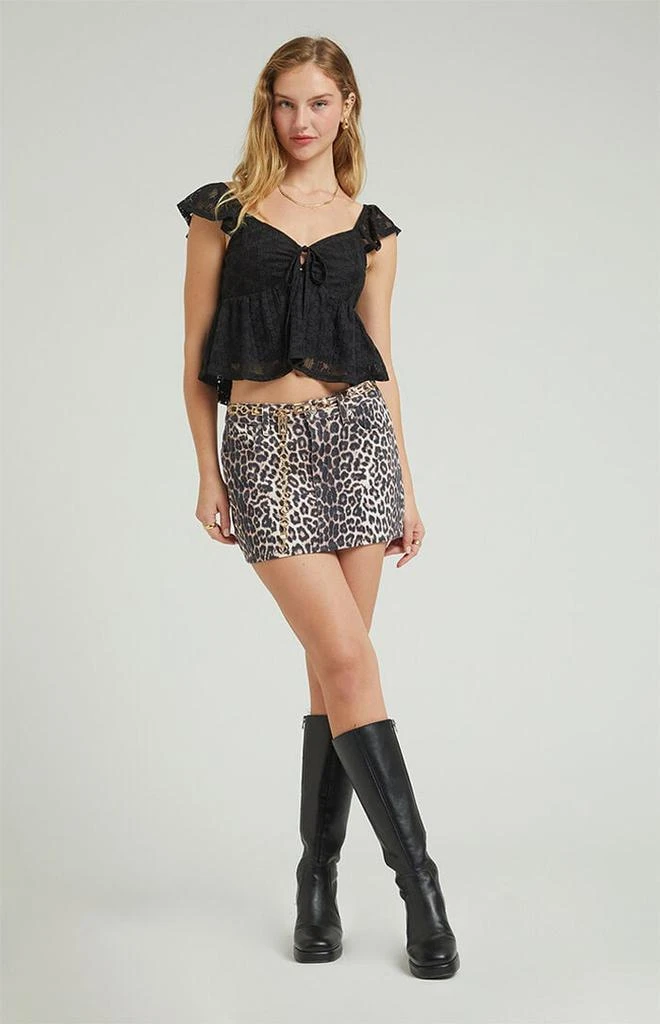 PacSun Leopard Mid Rise Denim Mini Skirt 2