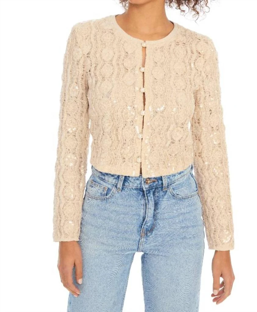Allison New York Beaded Mariana Cardigan In Sand 1