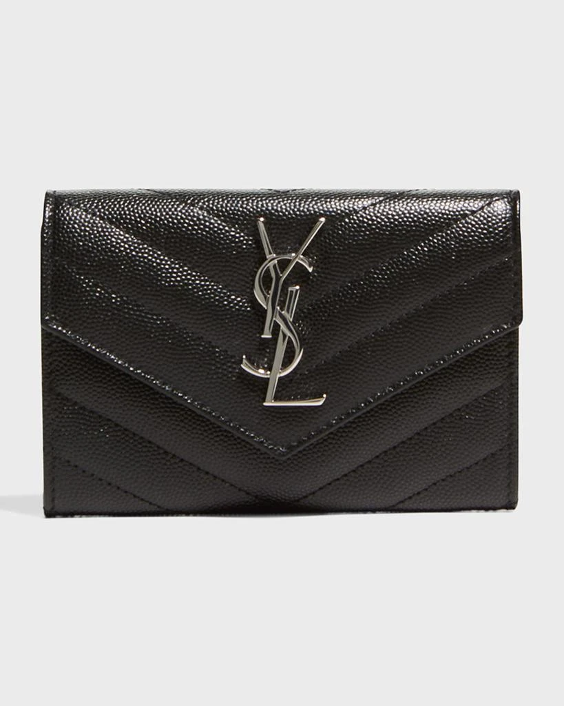 Yves Saint Laurent YSL Monogram Small Flap Wallet in Grained Leather 1