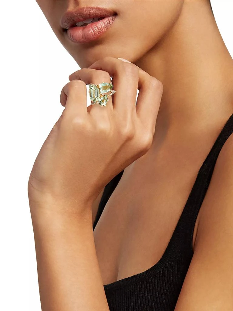 Stephen Dweck Luxury 18K Yellow Gold, Green Prasiolite & 0.4 TCW Diamond Ring 2