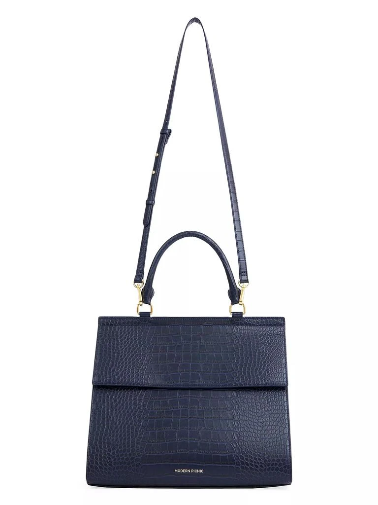 Modern Picnic Large Luncher Embossed Faux Leather Shoulder Bag 6
