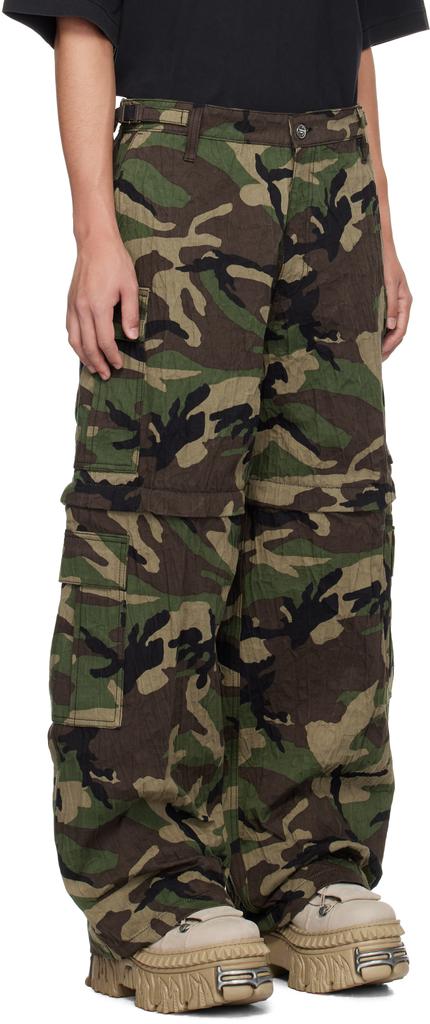 Vetements Khaki Runway Metalized Wrinkled Cargo Pants - Clothing