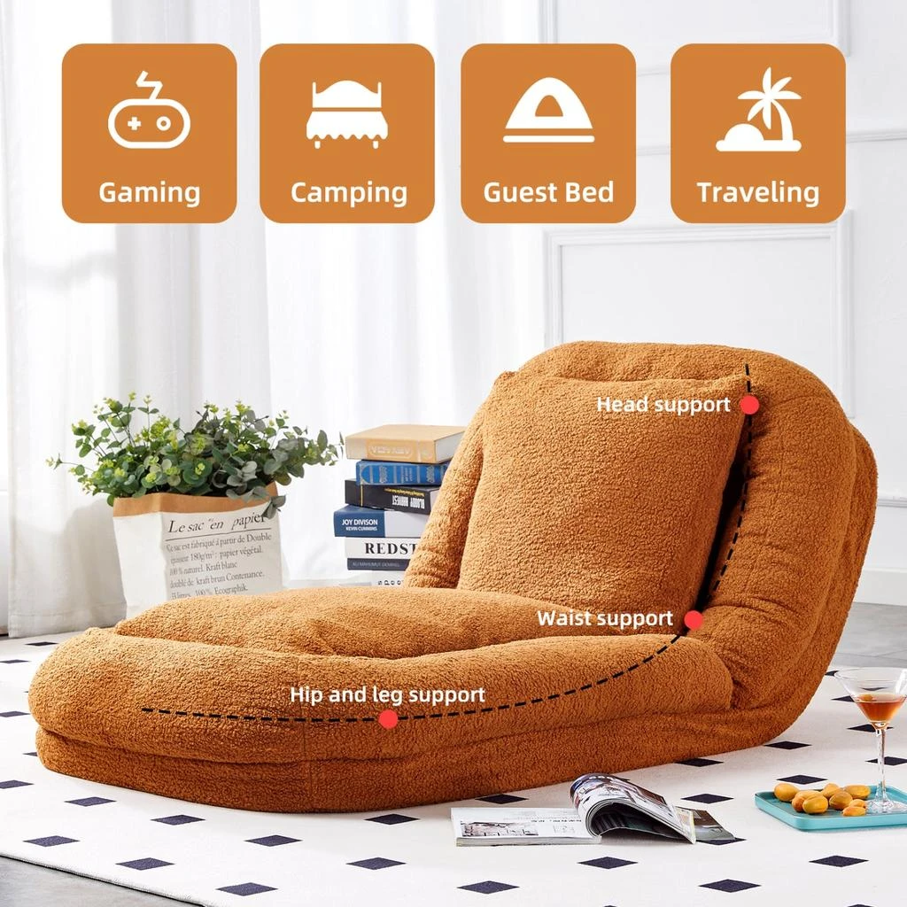 Streamdale Furniture Streamdale Folding Plush Floor Lounge Chair - Adjustable 4