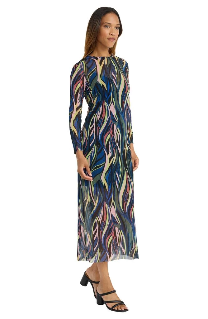 DONNA MORGAN FOR MAGGY Pattern Long Sleeve Mesh Maxi Dress 4