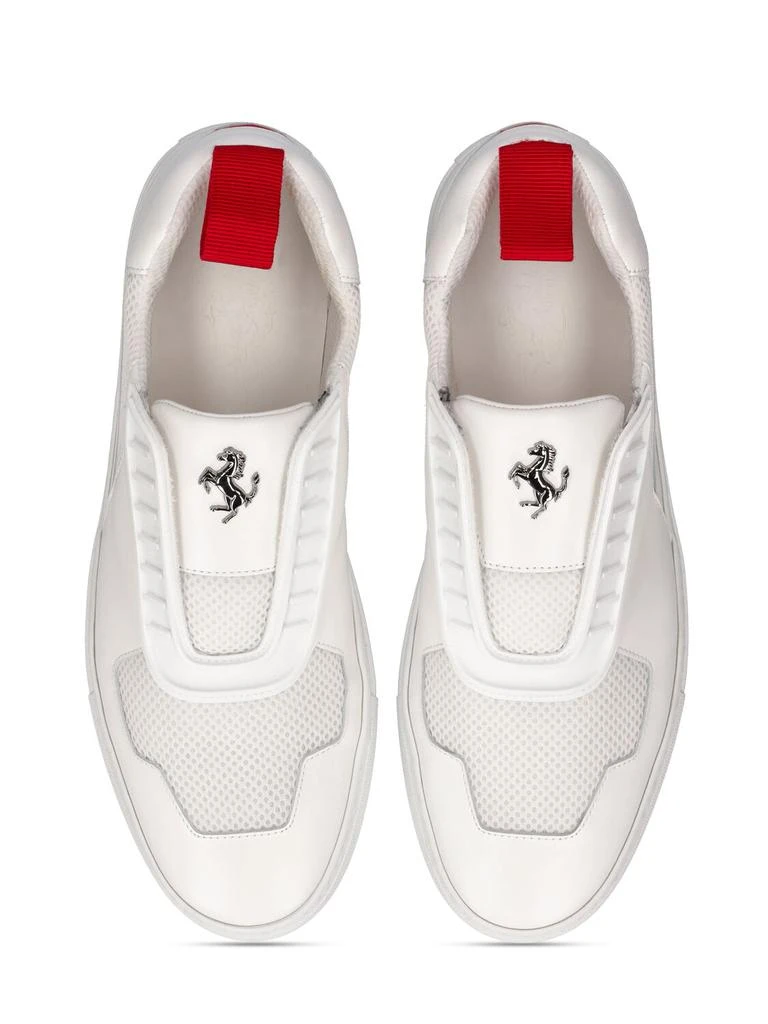 FERRARI Logo Leather Low Top Sneakers 5