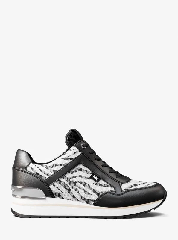 Michael Kors Maddy Zebra Print Signature Logo Trainer 2