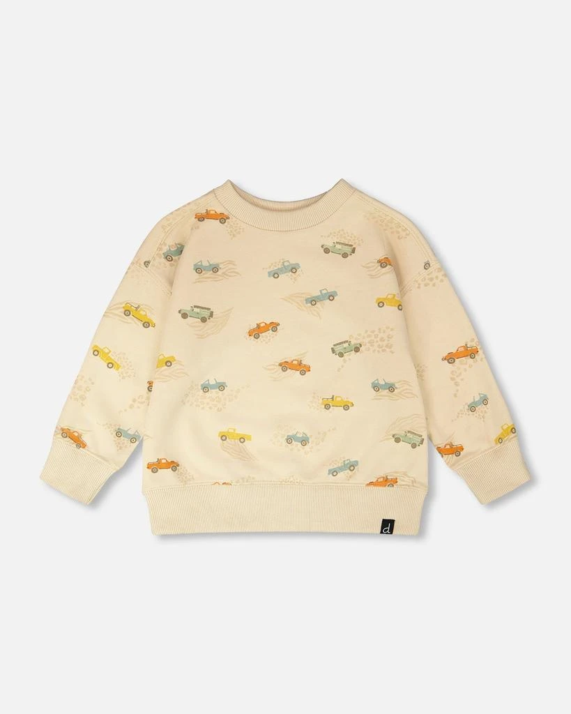 Deux par Deux French Terry Sweatshirt Beige Jeep Print