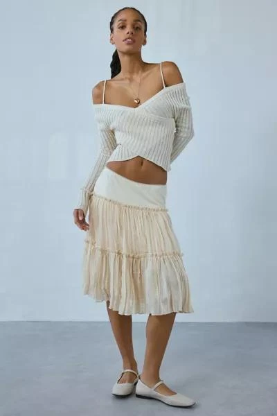 Motel Motel Anahita Tiered Chiffon Midi Skirt 1