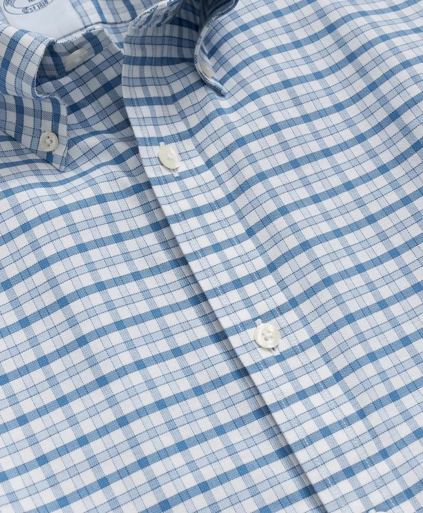Brooks Brothers Stretch Cotton Non-Iron Oxford Polo Button-Down Collar, Outline Check Shirt 5