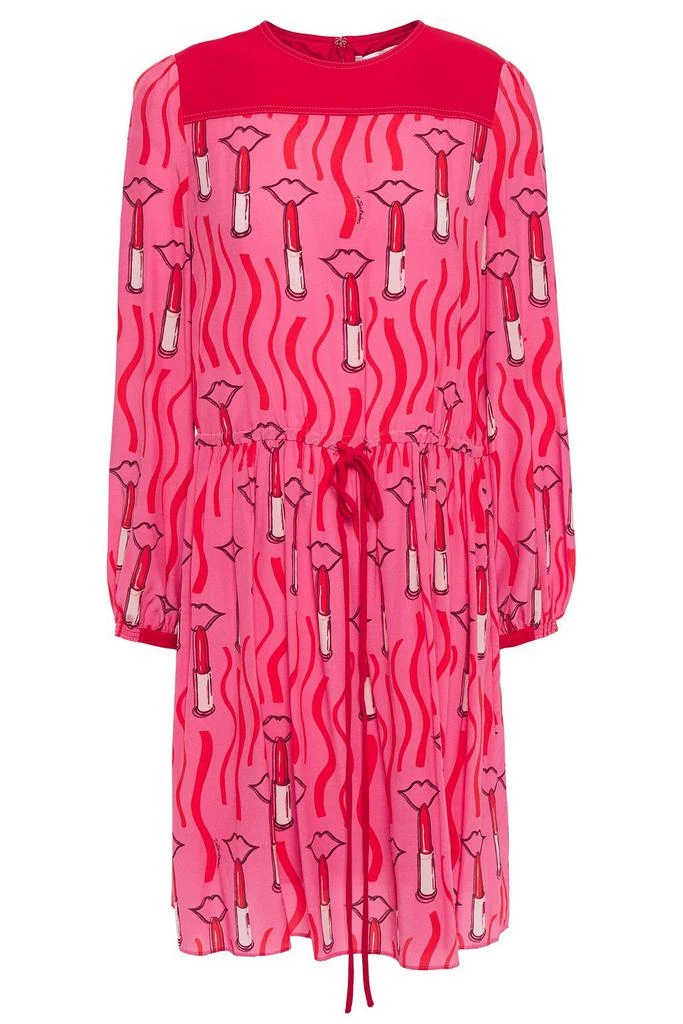 Valentino Gathered printed silk crepe de chine mini dress 1