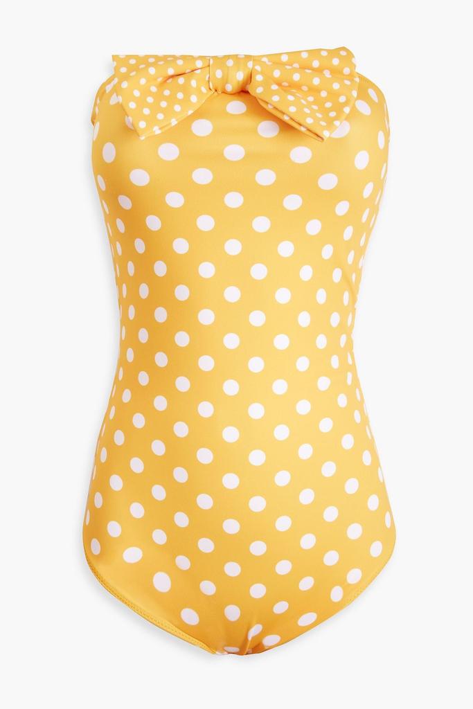 CAROLINE CONSTAS Evanna bow-embellished polka-dot bandeau swimsuit