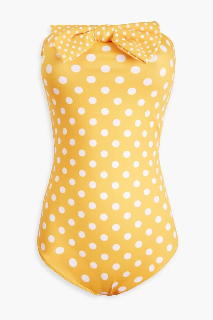 CAROLINE CONSTAS Evanna bow-embellished polka-dot bandeau swimsuit 1