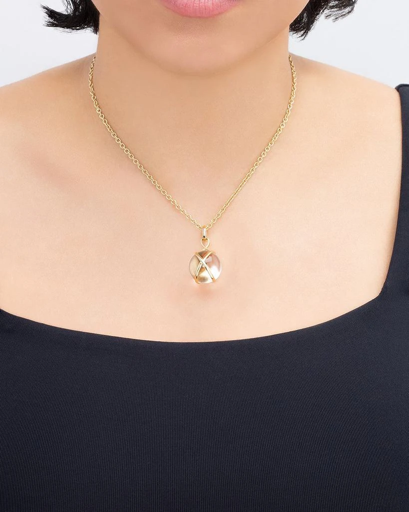 L. Klein 18K Yellow Gold Prisma Crystal Quartz 18mm Pendant Luxe Chain Necklace, 16-18" 2