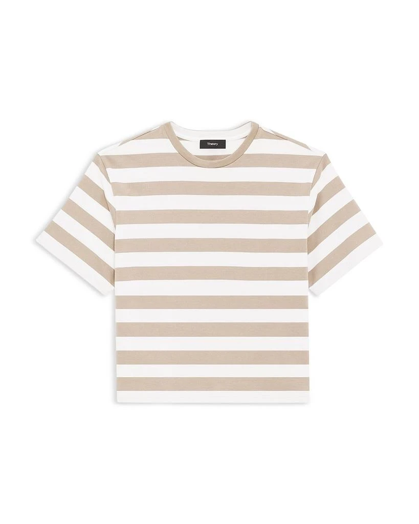 Theory Boxy Crewneck Tee in Striped Cotton 6