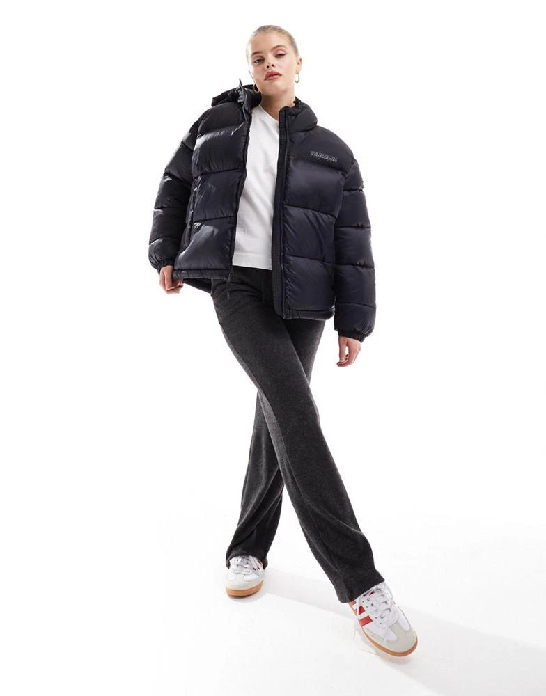 NAPAPIJRI Napapijri Hornelen hooded puffer jacket in black 2