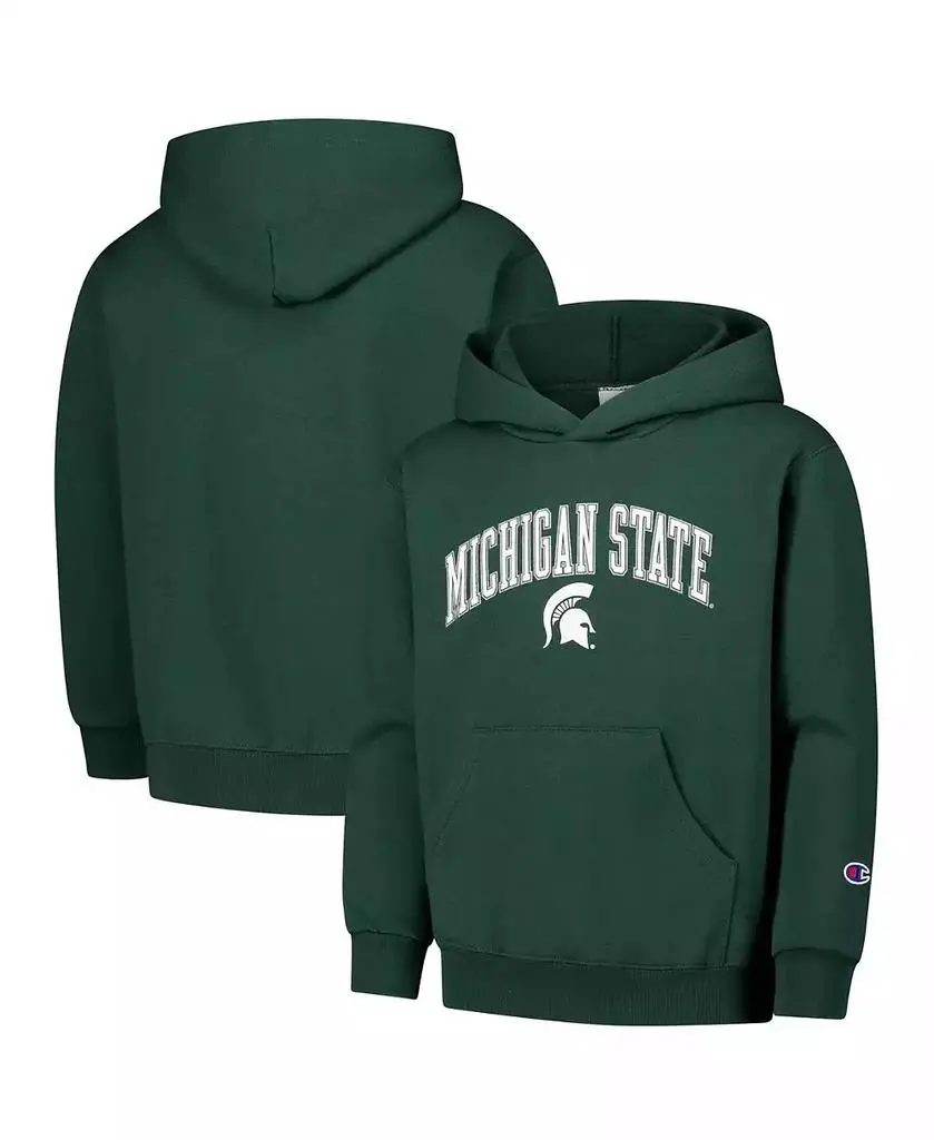 CHAMPION Big Boys and Girls Green Michigan State Spartans Campus Pullover Hoodie