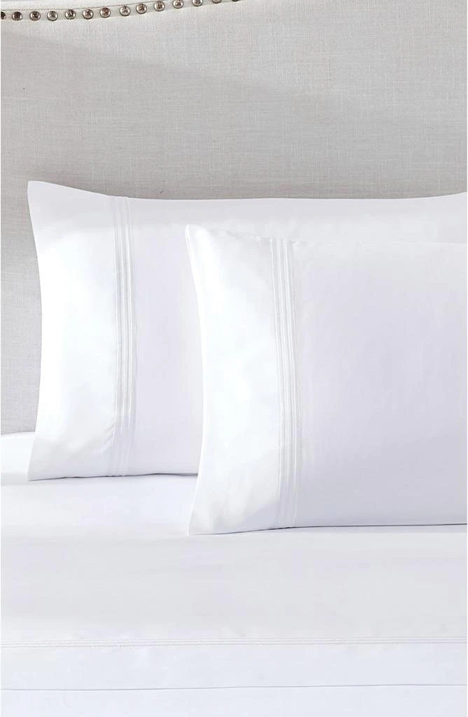 Pure Parima 700 Thread Count 100% Certified Egyptian Cotton Sateen Bratta Embroidery Triple Luxe Sateen 4-Piece Sheet Set 1