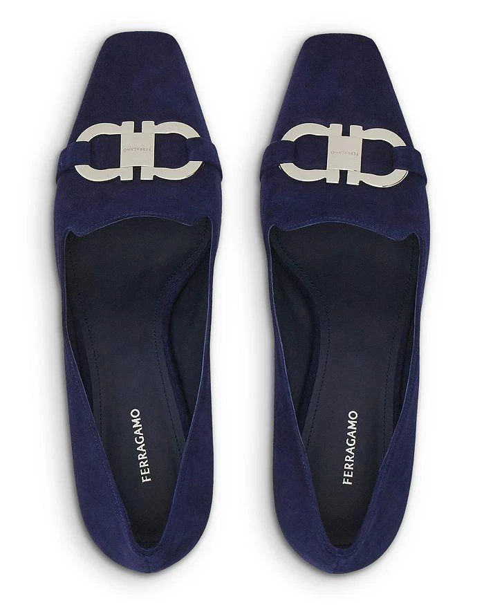 Salvatore Ferragamo Women's Mirelle Square Toe Logo Detail Block Heel Pumps 4