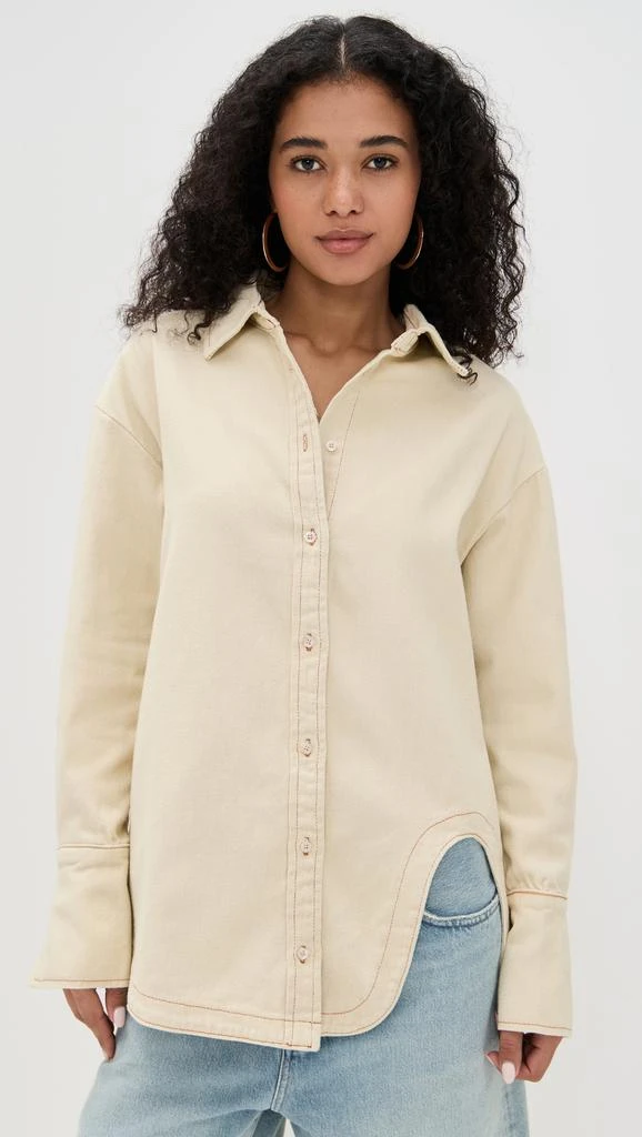 white denim dress women Avec Les Filles Women's V-Neck Belted Pleated Mini Dress - Seeded Ecru main image 0