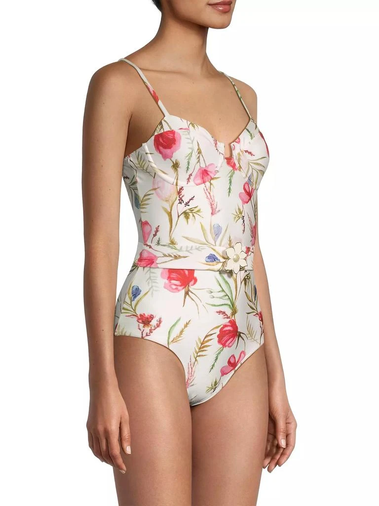 PatBO Viera Floral Tie-Waist One-Piece Swimsuit 4