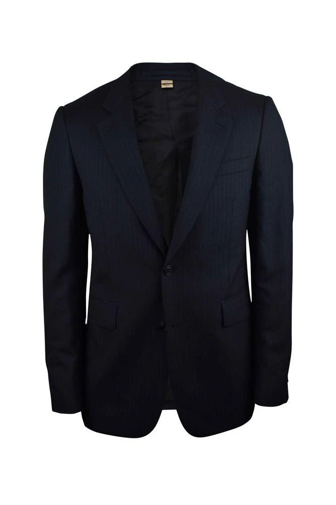Burberry Navy Blue Pinstripe Suit Jacket