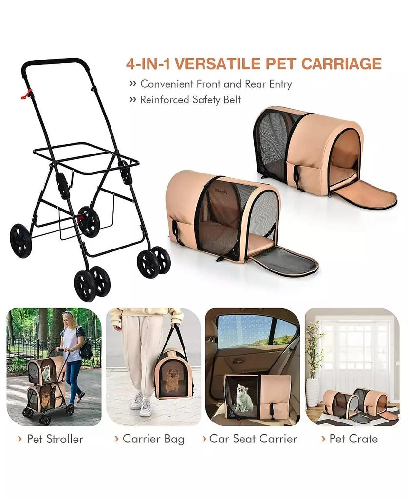 Ecooso 4-in-1 Double Pet Stroller with Detachable Carrier and Travel Carriage 5