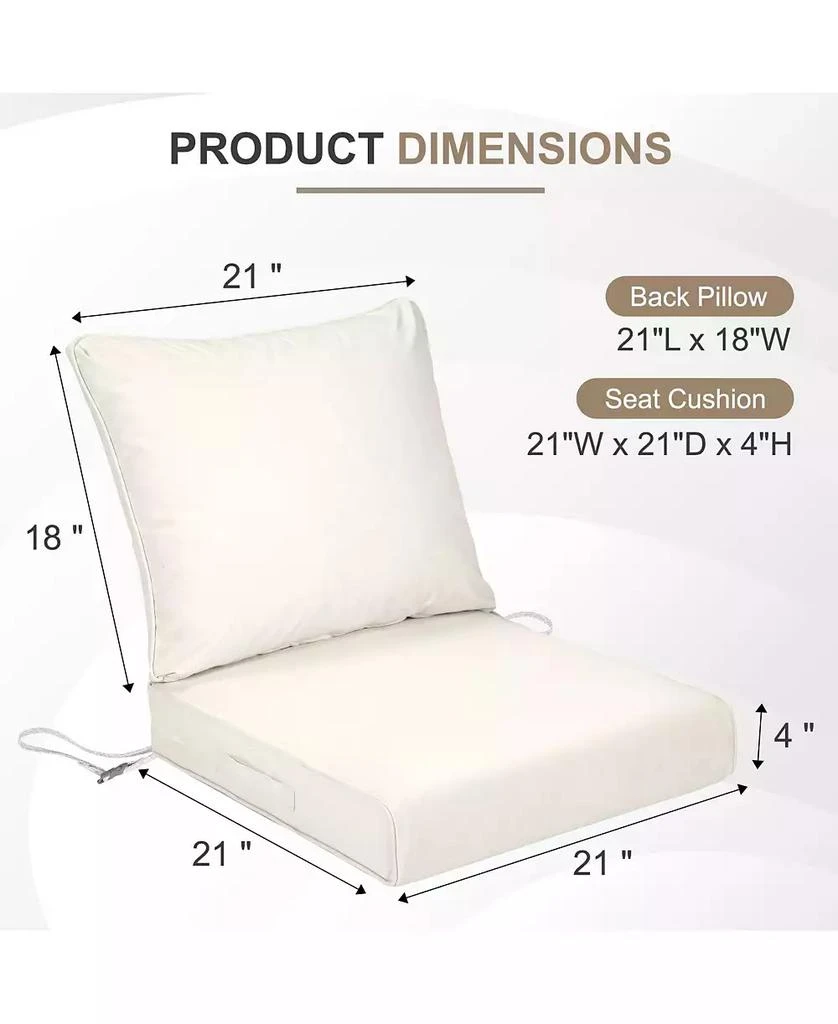 Aoodor 21x21 Inch Outdoor Deep Seat Cushion Set with Adjustable Straps and Waterproof 3