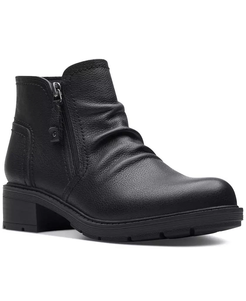 Clarks Women's Hearth Dove Lug Sole Ruched Booties 1