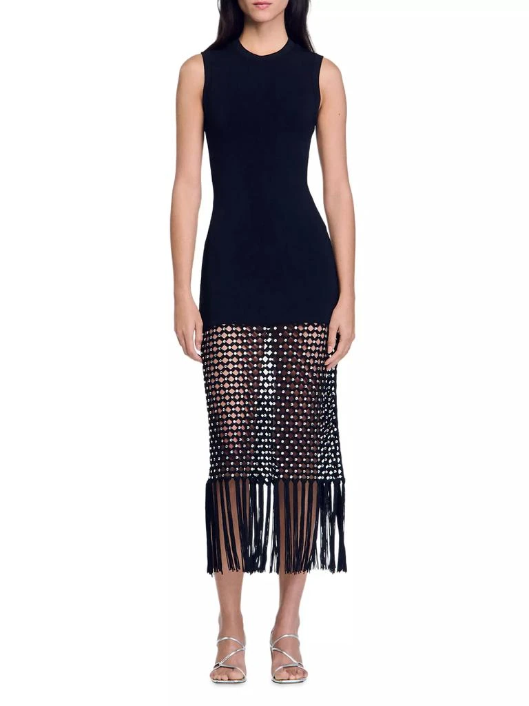 Sandro Fringed Knit Dress - Dresses & Skirts - Free Shipping - BeyondStyle