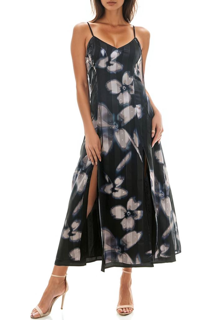 Socialite Metallic Clip Dot Chiffon Maxi Dress