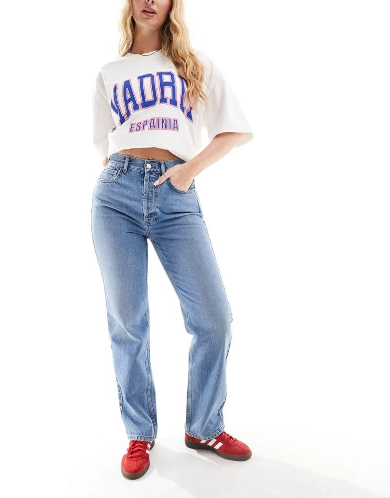 Topshop Topshop Hourglass Kort high rise straight jean in mid blue 1