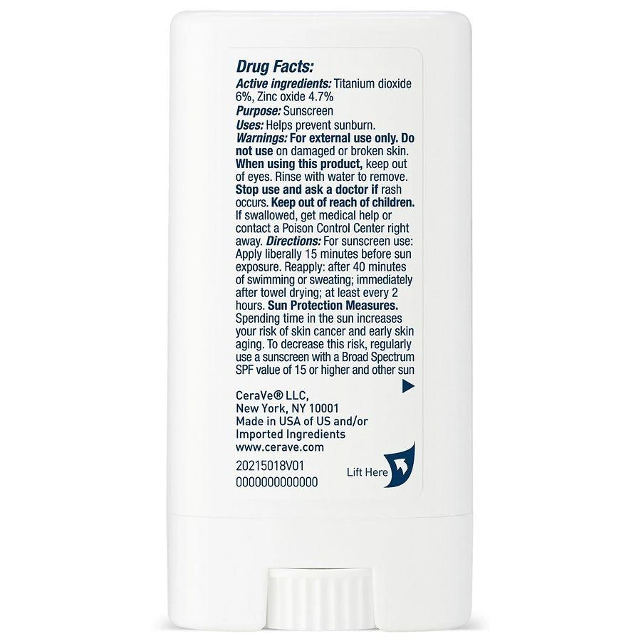 CeraVe 100% Mineral Hydrating Face Sunscreen Stick for Face, SPF 50 2