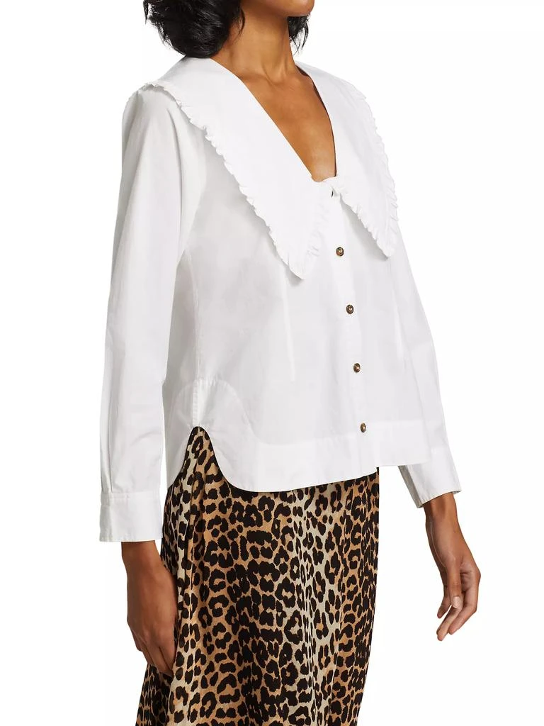 Ganni Cotton Poplin Pilgrim Collar Top 4