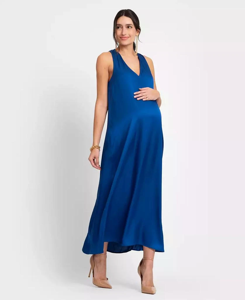 chinese dress ladies Amaryllis Powder Blue Maternity One Shoulder Maxi Dress with Cape Sl  Club  L London