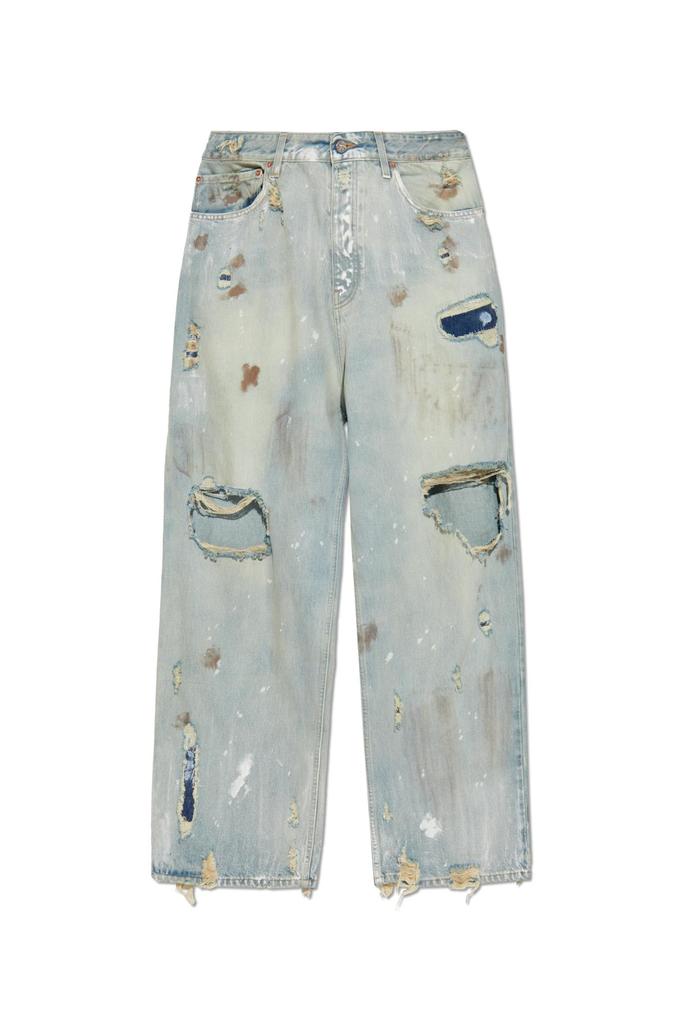 【vetements】wide distressed denim pants Vetements Vetements Distressed-Effect Wide-Leg Jeans Blue 31