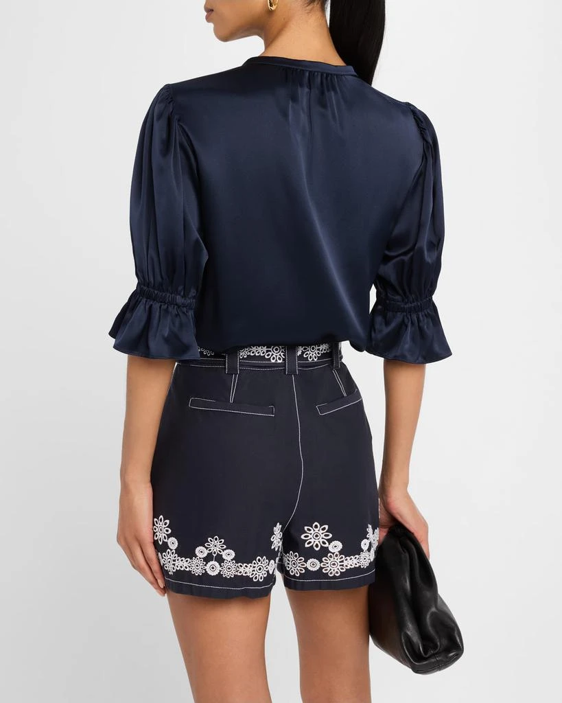Cinq a Sept Fiona Silk Split-Neck Top 3