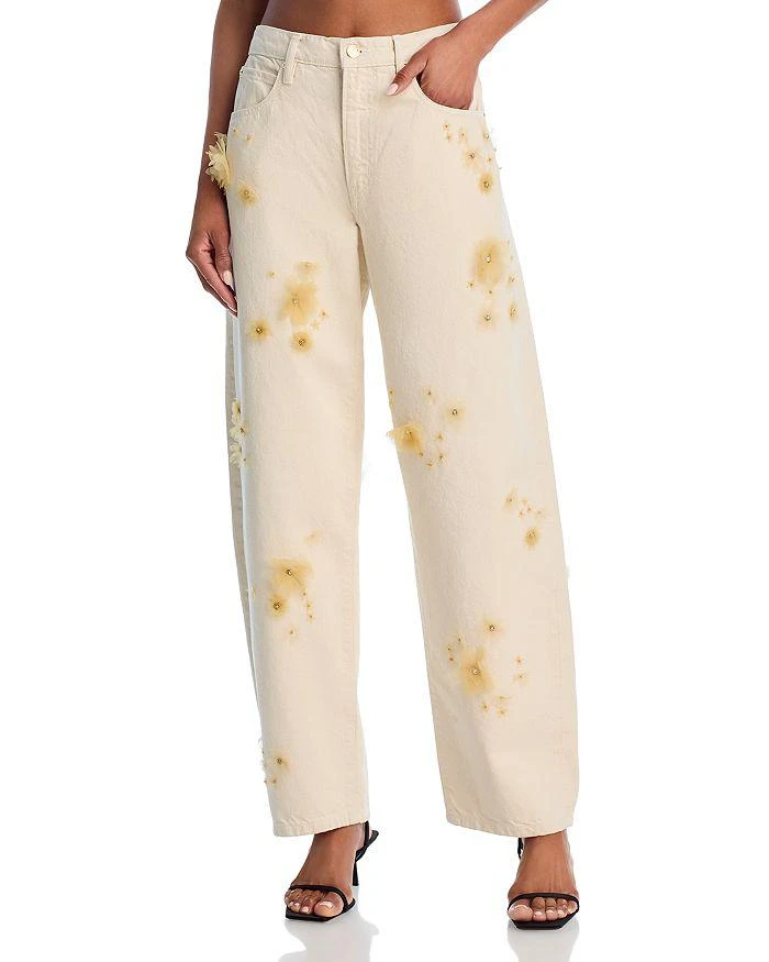 FRAME Embellished Low Slung Barrel Jeans in Vanilla Bean 1