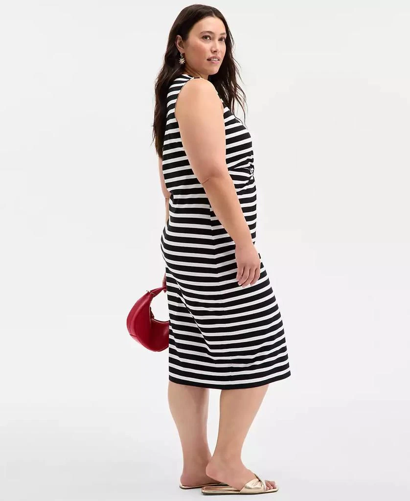 On 34th Trendy Plus Size Striped Knot-Front Knit Midi Dress, Exclusively at Macy's 3