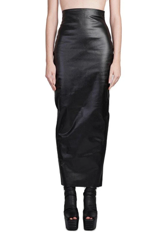 Rick Owens Rick Owens Pillar High Waist Coated Maxi Skirt 1