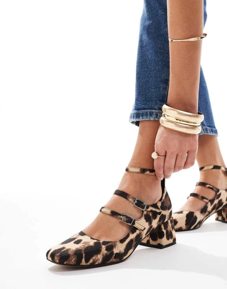 ASOS ASOS DESIGN Socco mid block heeled mary jane shoes in leopard 1