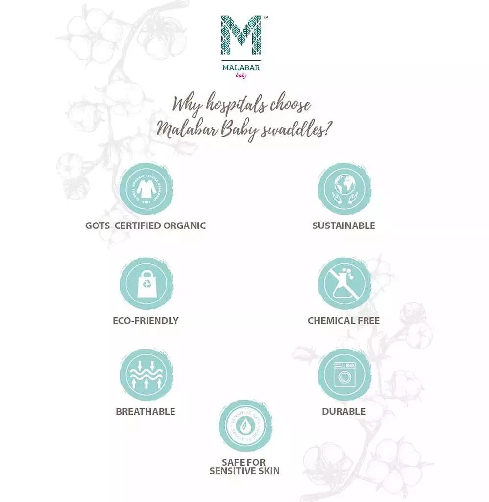 Malabar Baby Baby GOTS Certified Organic Cotton Muslin Swaddle, Enchanted Peacock 3