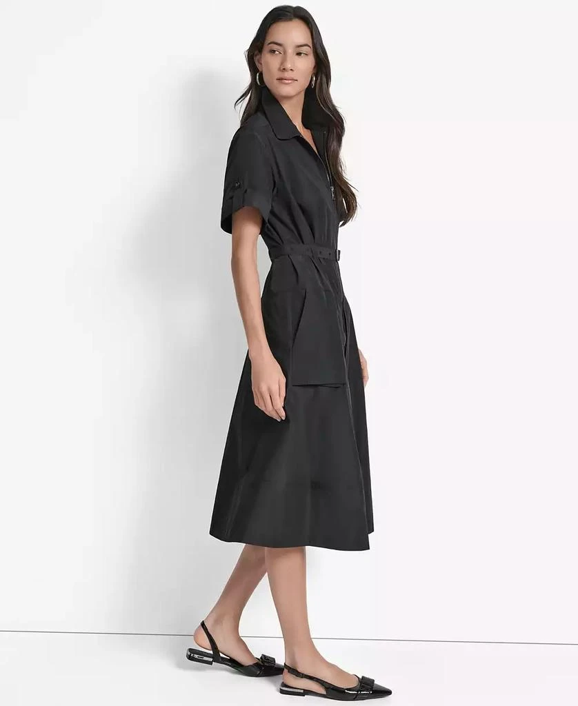 DKNY Women's Zip-Front Belted Commuter Dress 3