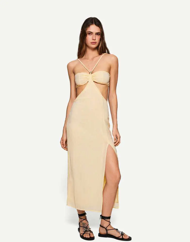 navy blue strapless dress Milani Embellished Strapless Midi Dress in navy