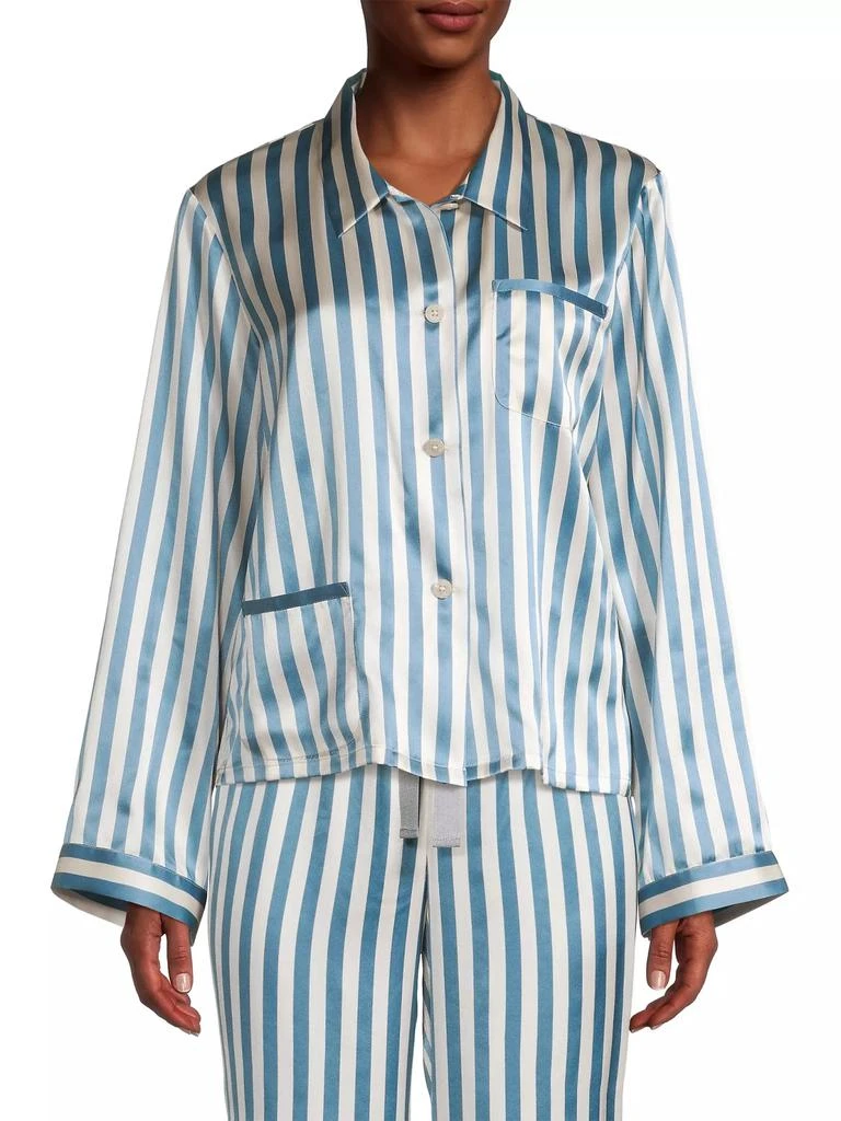 MORGAN LANE Ruthie Striped Silk Pajama Top 3