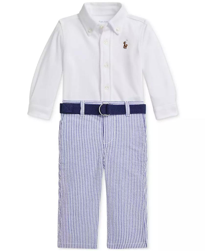 Ralph Lauren Baby Boys Button-Down Shirt, Belt & Seersucker Pants Set