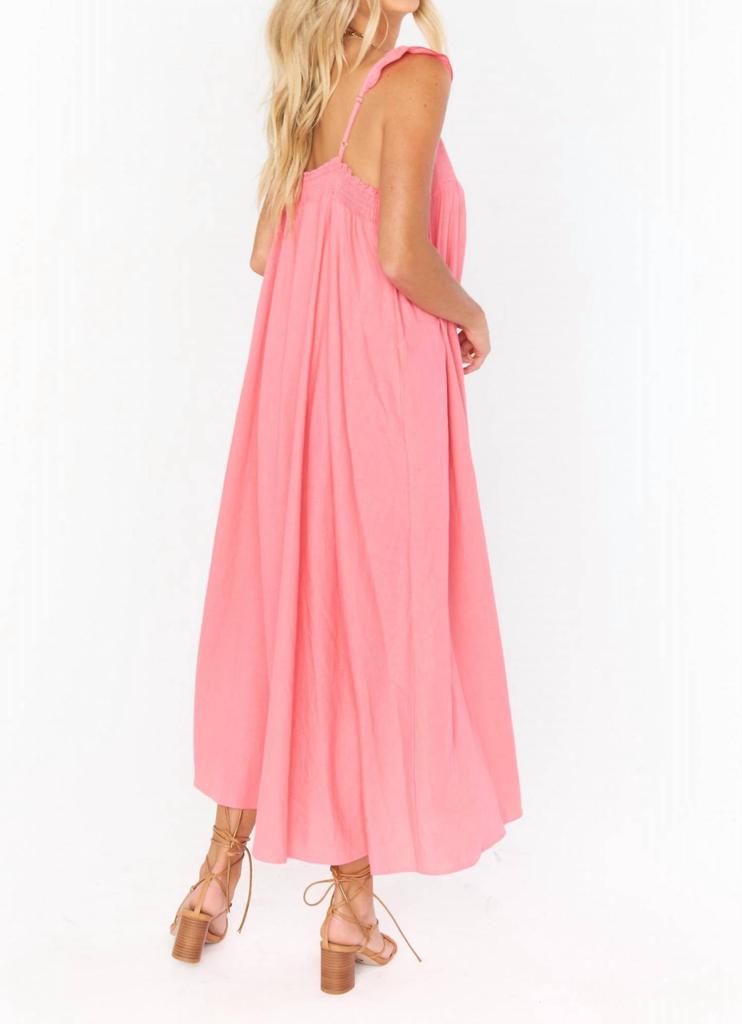 Show Me Your Mumu Oasis Ruffle Dress In Flamingo Pink Linen